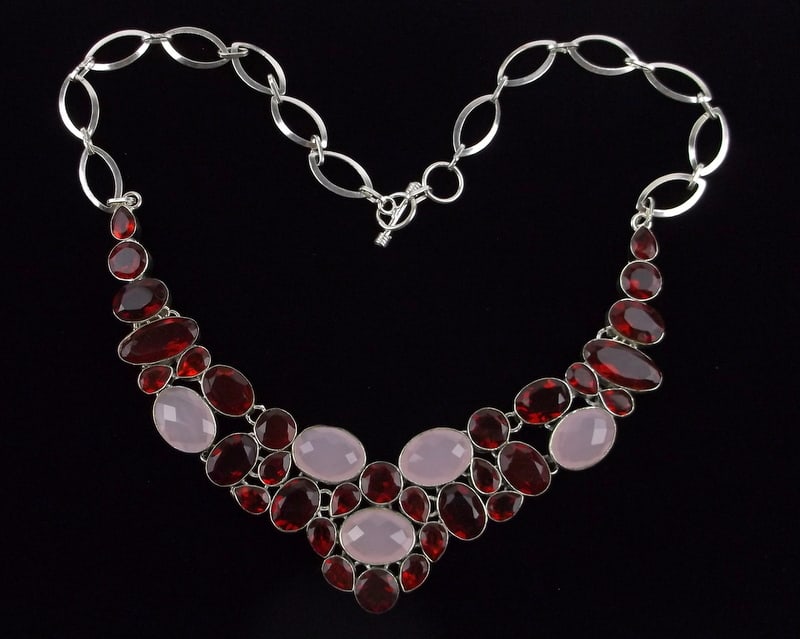 Mint Huge Rose Quartz Chunky Chain Necklace 20" (1 of 4)