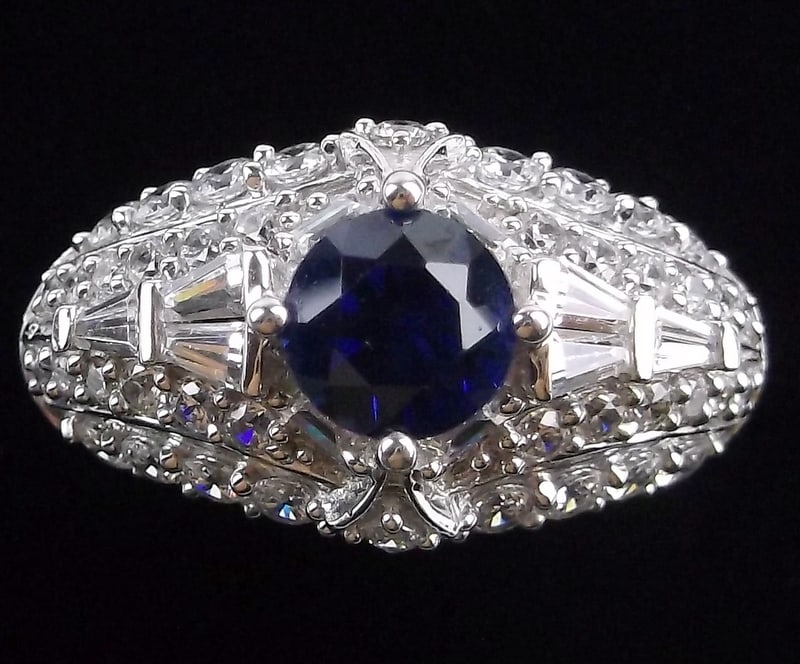 New Vint Designer Sterling Silver 1ct Sapphire Ring 9 (1 of 4)