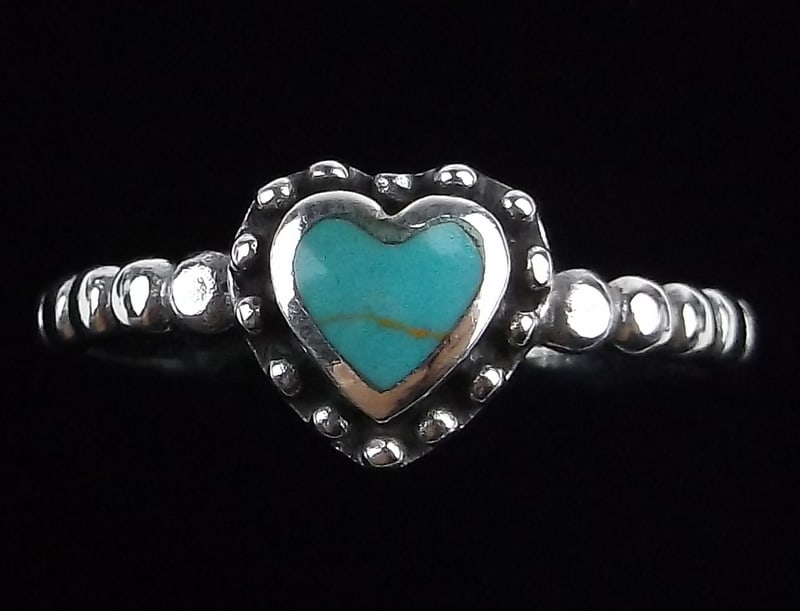 New Sterling Silver Turquoise Heart Ring Size 9.5 (1 of 2)