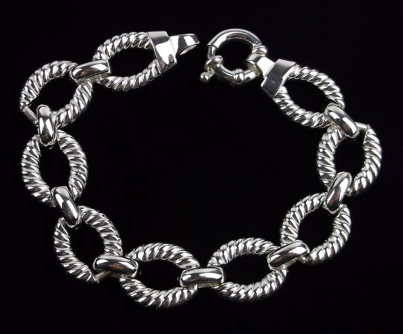New Vintage Italian Sterling Silver Chain Bracelet 8.75" (1 of 3)