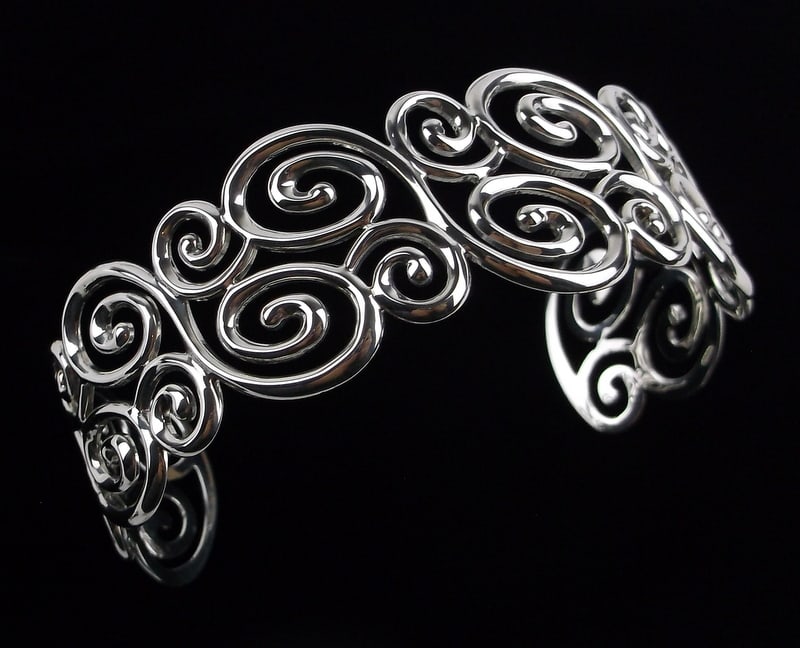 Big Mint Heavy Sterling Silver Ornate Cuff Bracelet 7.5-9" (1 of 4)