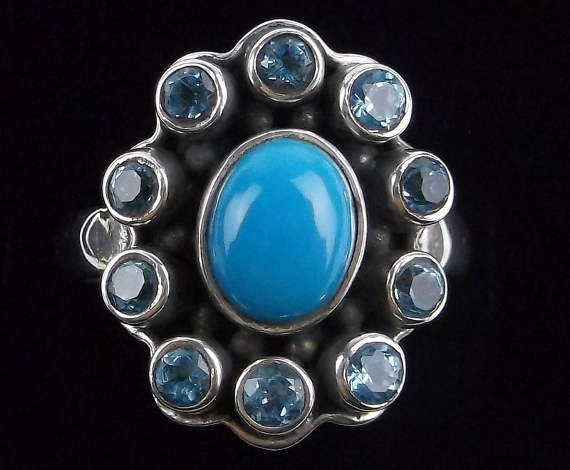 Mint Nicky Butler Sterling Silver Turquoise Topaz Ring 10: Guaranteed Solid 925 Sterling Silver, in Excellent Condition