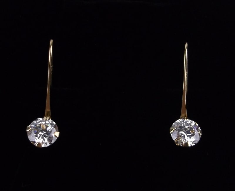 New 10kt Gold White Stone Drop Earrings (1 of 4)