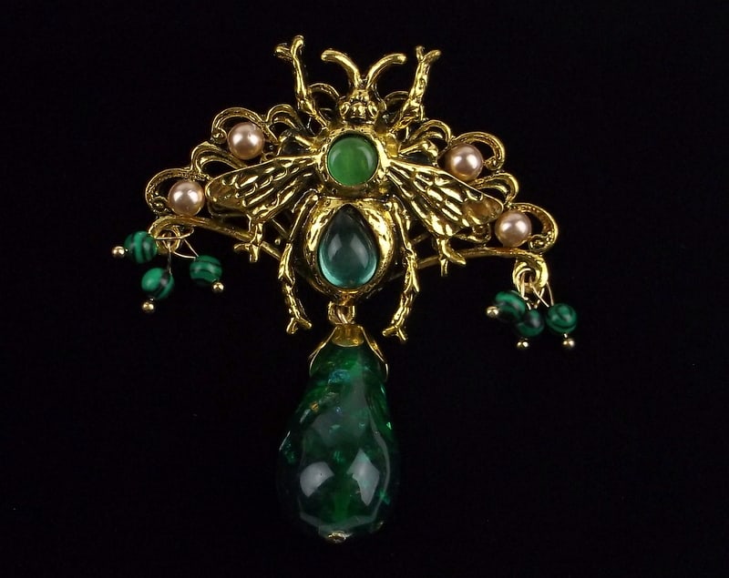 Mint Enameled Jelly Belly Rhinestone Lucite Bee Brooch Insect: Mint Condition, In Like New Condition, Perfect