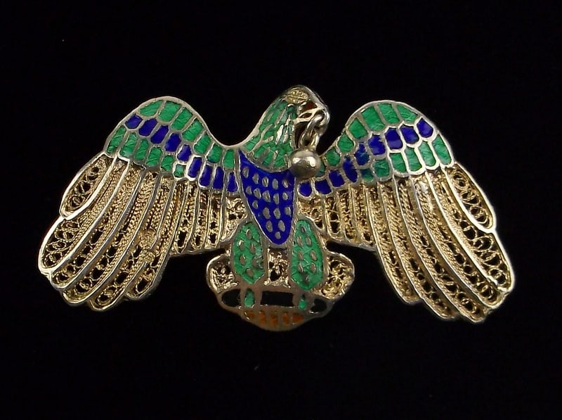 Mint Vintage 1950s Enameled Sterling Silver Eagle Brooch (1 of 2)