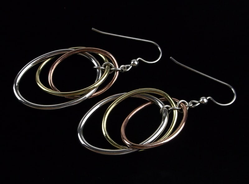 Mint Vint Robert Lee Morris Sterling Copper Hoop Earrings: Guaranteed Solid 925 Sterling Silver, in Excellent Condition