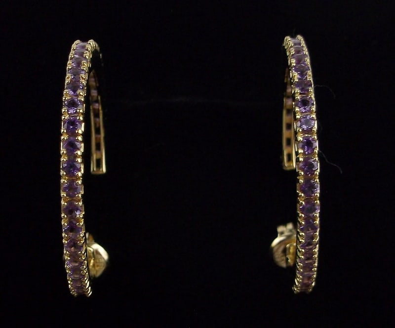 New Boxed Vint Gold Over Sterling Amethyst Earrings Designer (1 of 5)