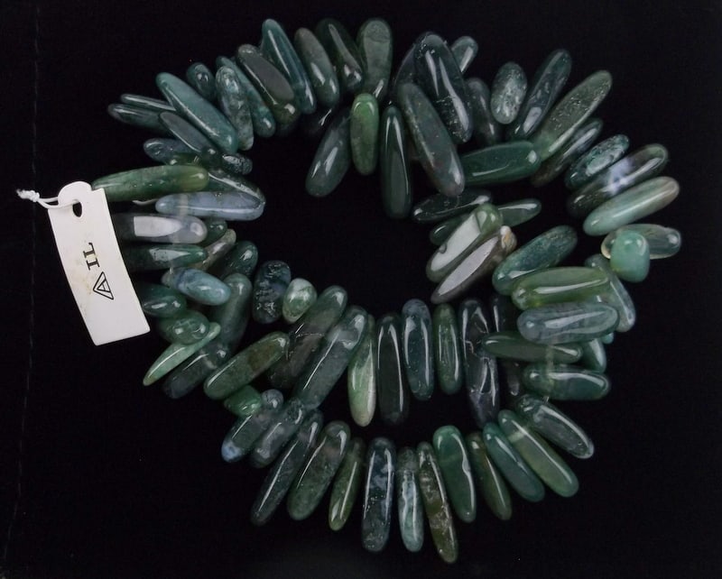 New Boxed Chunky Healing Moss Agate Double Bracelet (1 of 3)