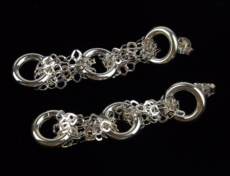 New Vintage Sterling Silver Drop Hoop Earrings (1 of 3)