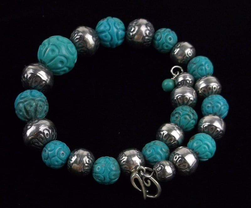 New Boxed Carolyn Pollack Sterling Turquoise Wrap Bracelet (1 of 4)