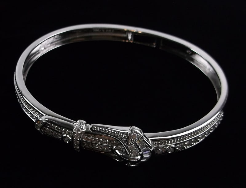 Mint Heavy Thick Sterling silver Buckle Bracelet 7-8" (1 of 5)