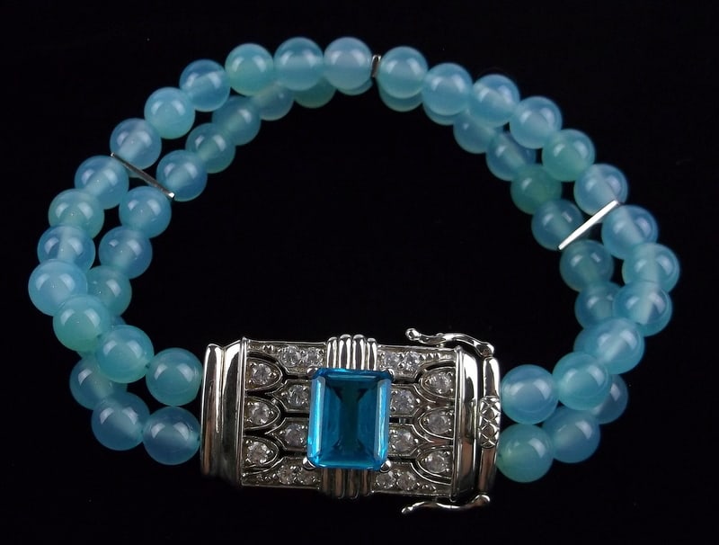 New Boxed Elegant Sterling Silver Aquamarine Bracelet Loren (1 of 5)