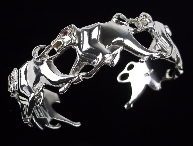 Tracey Mayer Super Heavy Sterling Panther Cuff Bracelet Ruby (1 of 8)