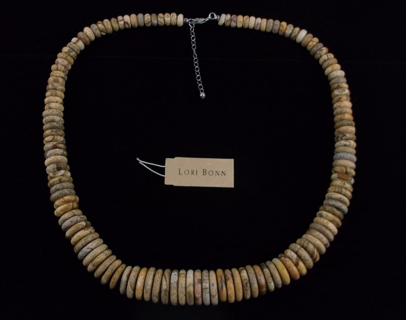 Huge New Boxed Lori Bonn Sterling Picture Jasper Necklace 28" (1 of 5)