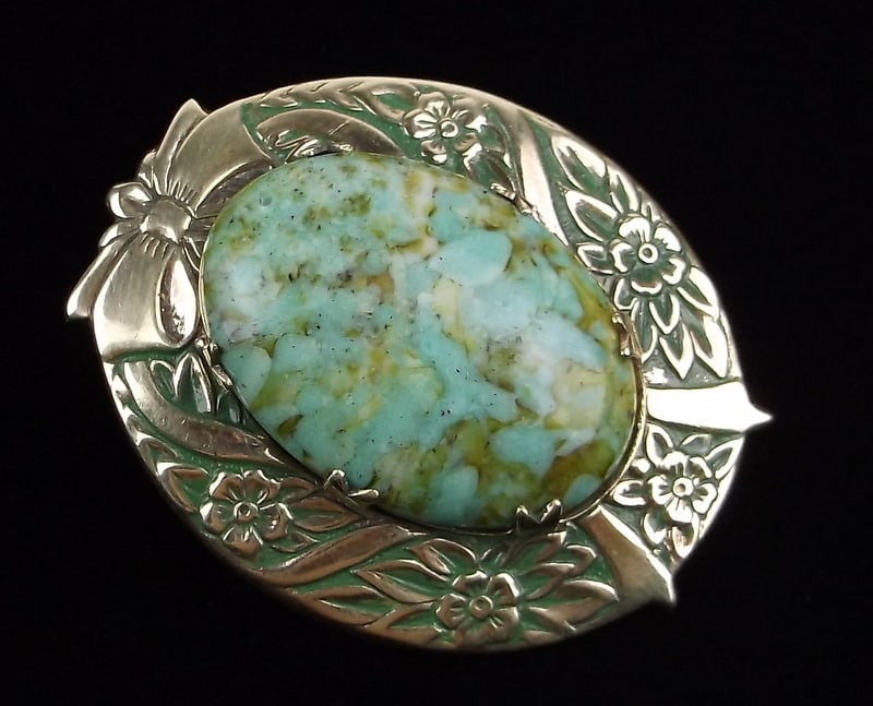 Mint 1890s Victorian HEAVY 10kt Gold Czech Glass Brooch 13.21g (1 of 12)