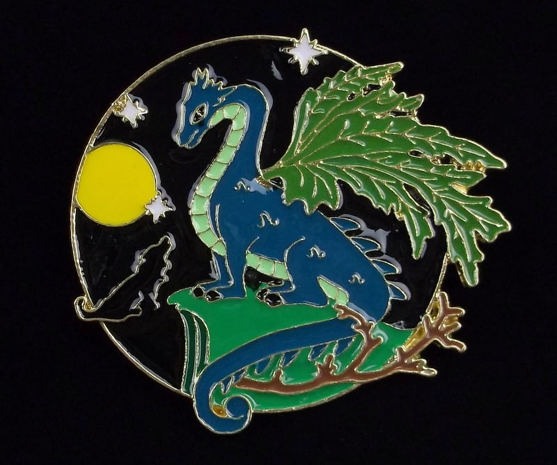 Big Mint Enameled Dragon Brooch (1 of 2)