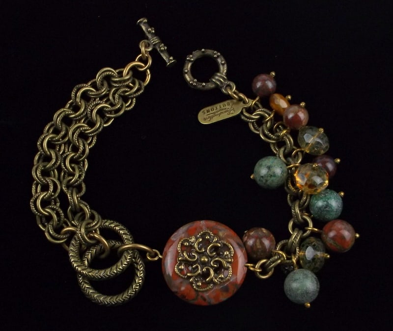 New Vint Grandmothers Buttons Gemstone Bracelet 7.5": Mint Condition, In Like New Condition, Perfect