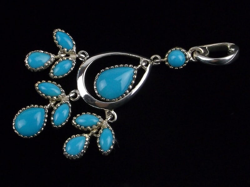 New Designer Sterling Silver Turquoise Drop Pendant (1 of 3)