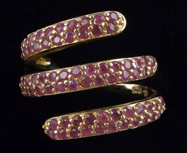 New Designer Gold Over Sterling Ruby Wrap Ring 10: Solid Sterling Silver Guaranteed, in Brand New Never Worn Condition.