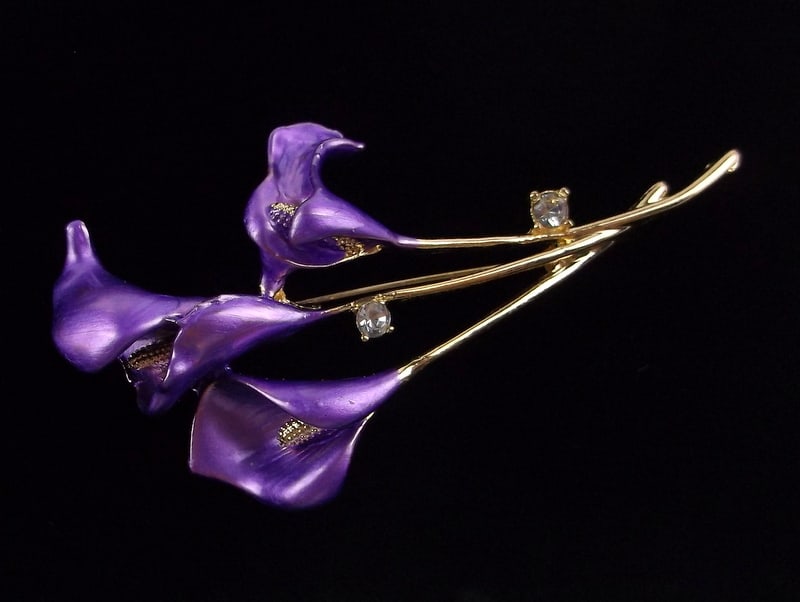 Mint Enameled Rhinestone Flower Brooch (1 of 2)