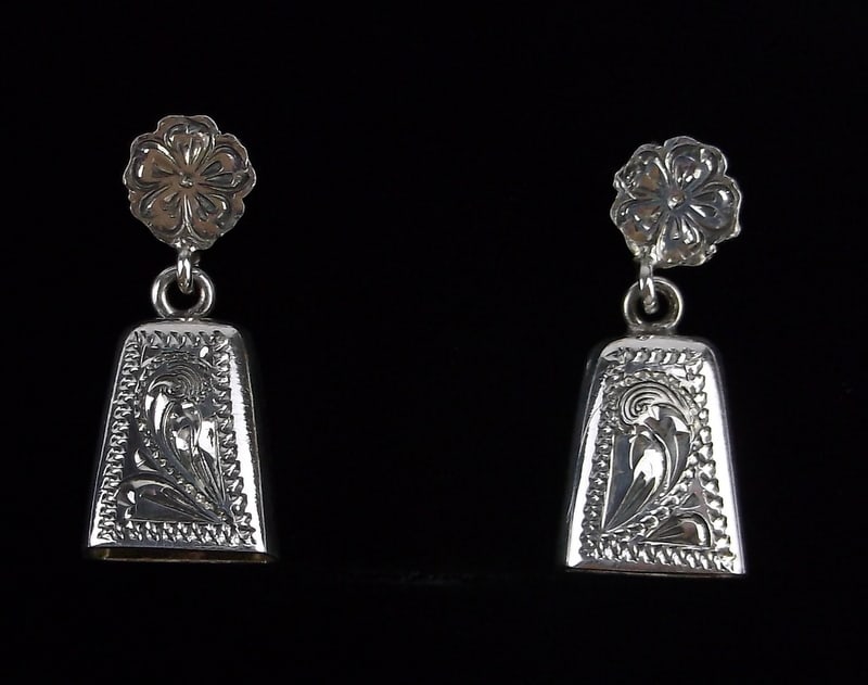 Mint Vint 1960s Taxco Sterling Silver Bell Earrings Nice Chime (1 of 3)