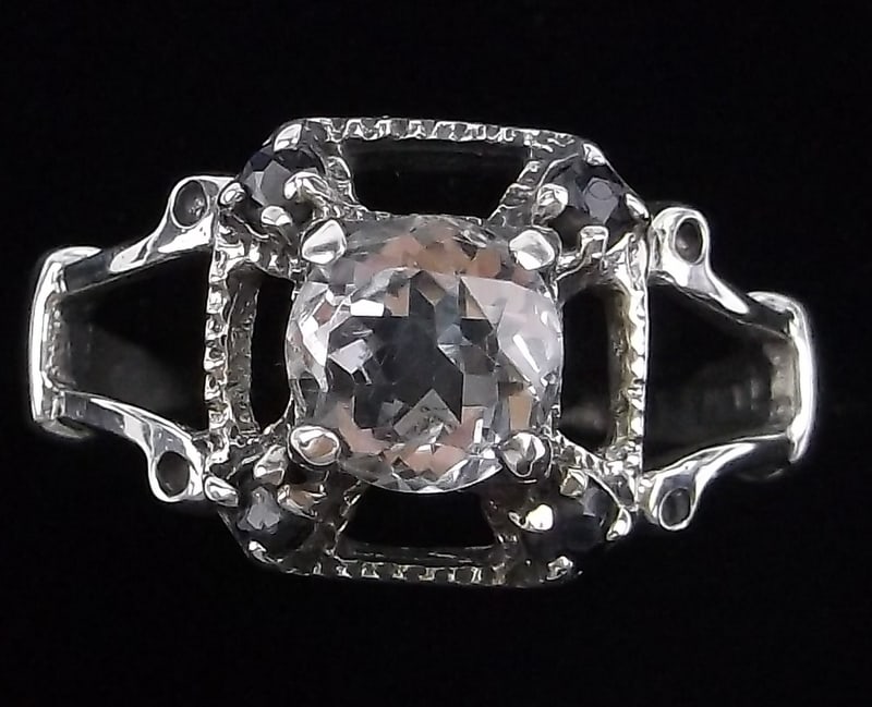Mint Vintage Sterling Silver White Topaz Designer Ring 6 (1 of 4)