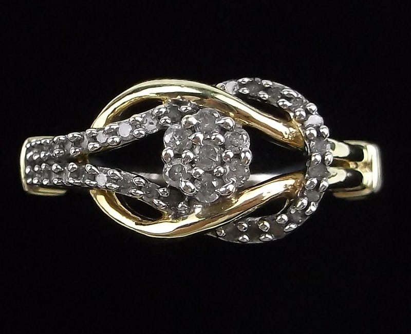 Mint Vint Sterling Silver 14kt Gold Diamond Ring 7 (1 of 4)