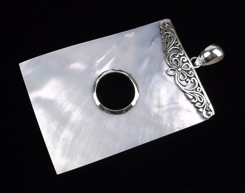 Big New Vint Designer Sterling Silver MOP Pendant (1 of 3)