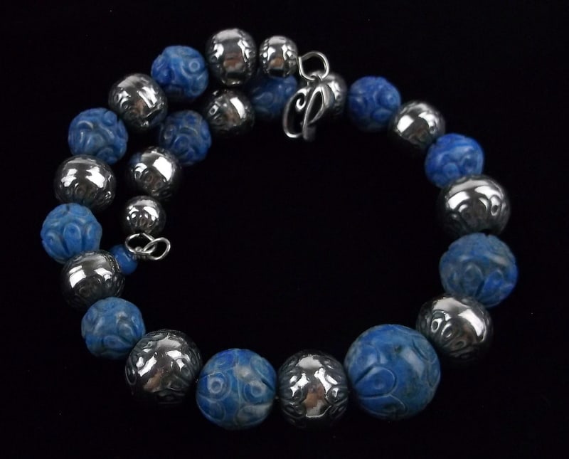 New Boxed Carolyn Pollack Sterling Silver Lapis Wrap Bracelet (1 of 4)