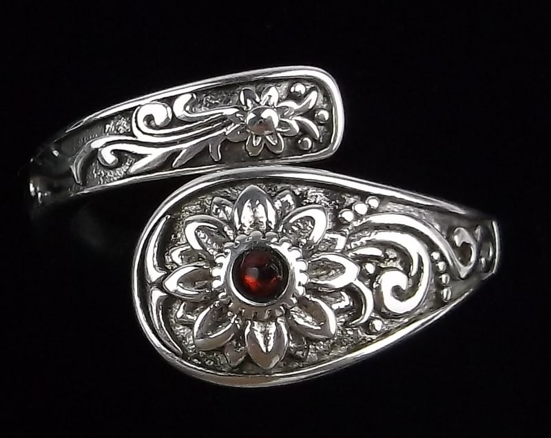Mint Vintage Sterling Silver Sunflower Wrap Ring 7-8 (1 of 4)