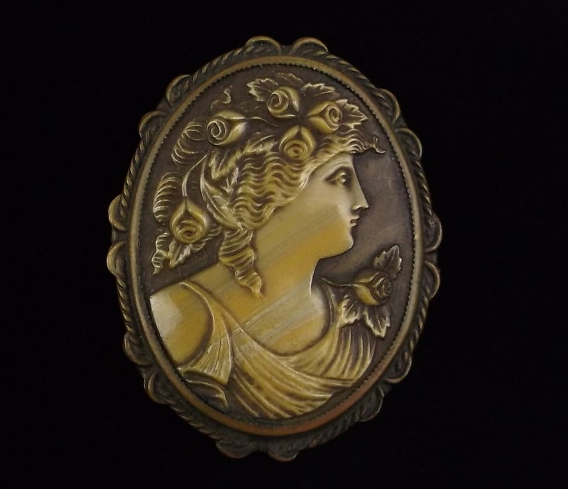 Mint 1910s Celluloid Cameo Brooch Stunning (1 of 4)