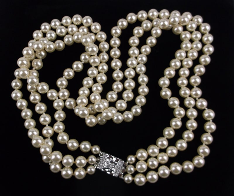 New Jackie Kennedy JBK 3 Strand Pearl Necklace 20" (1 of 3)