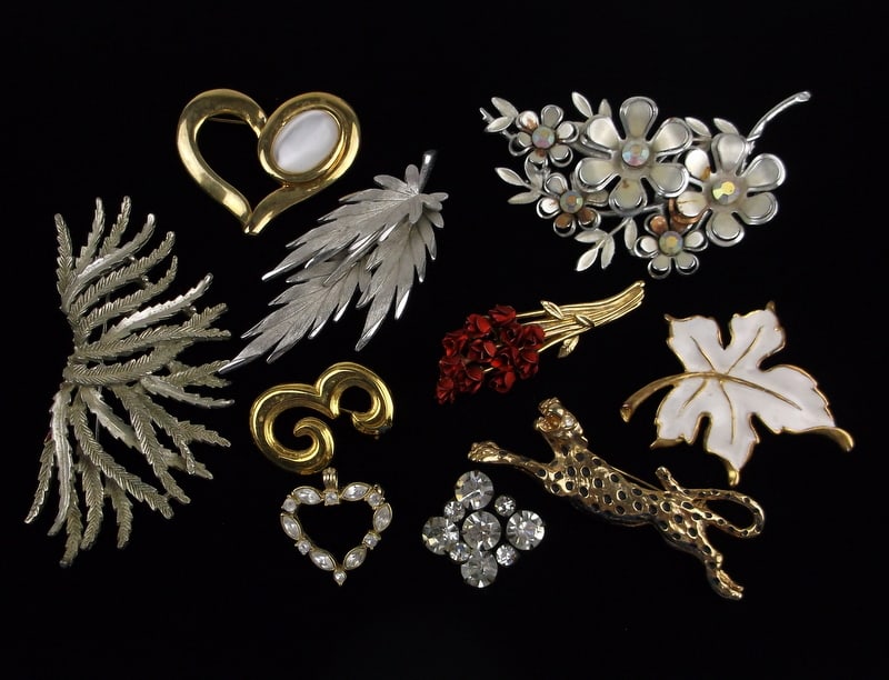 1940s-70s Rhinestone Brooch Lot Coro Craft & More: a Nice Mixed Lot of the Titled Jewelry, You get all pieces shown