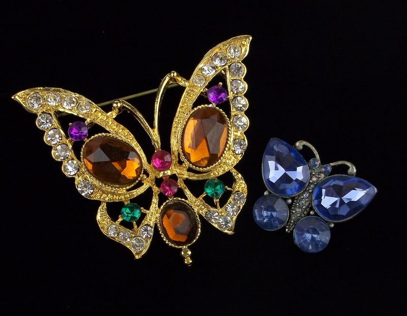 Mint Vint Rhinestone Butterfly Brooch Lot Robert Rose More (1 of 3)
