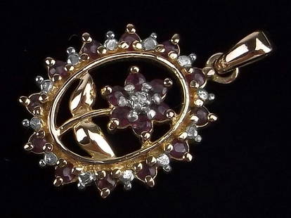 New Gold Over Sterling Ruby Diamond Pendant: Solid Sterling Silver Guaranteed, in Brand New Never Worn Condition.