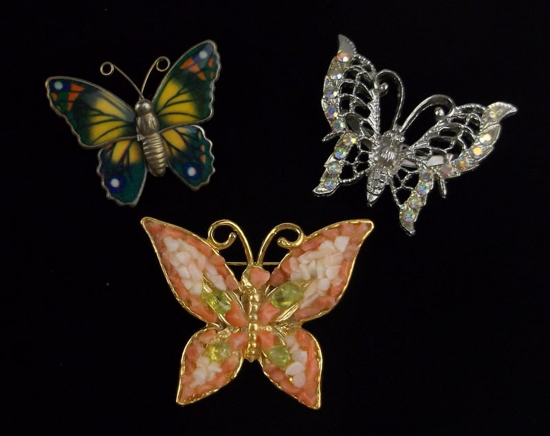 Mint Vint 1960s Rhinestone Butterfly Brooch Lot (1 of 3)