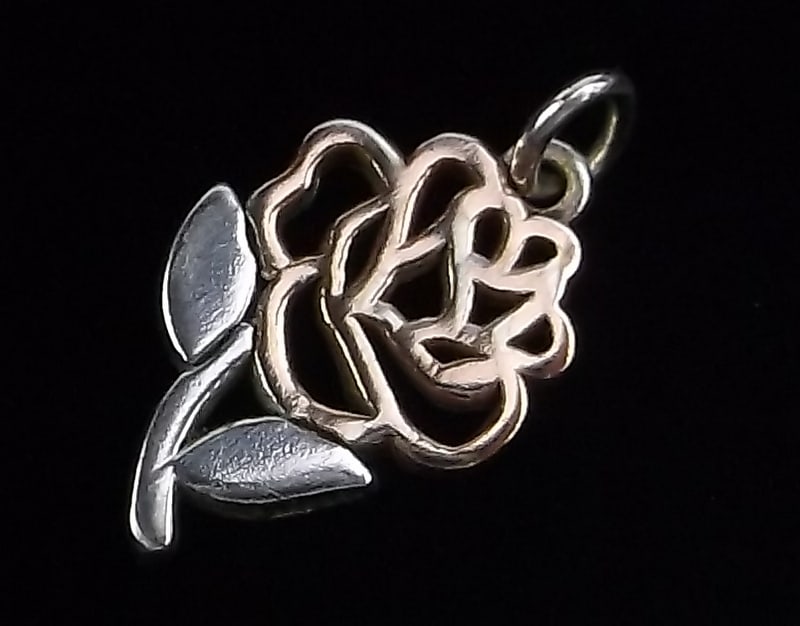 Mint Disney Beauty Beast Sterling Silver Rose Pendant: Guaranteed Solid 925 Sterling Silver, in Excellent Condition