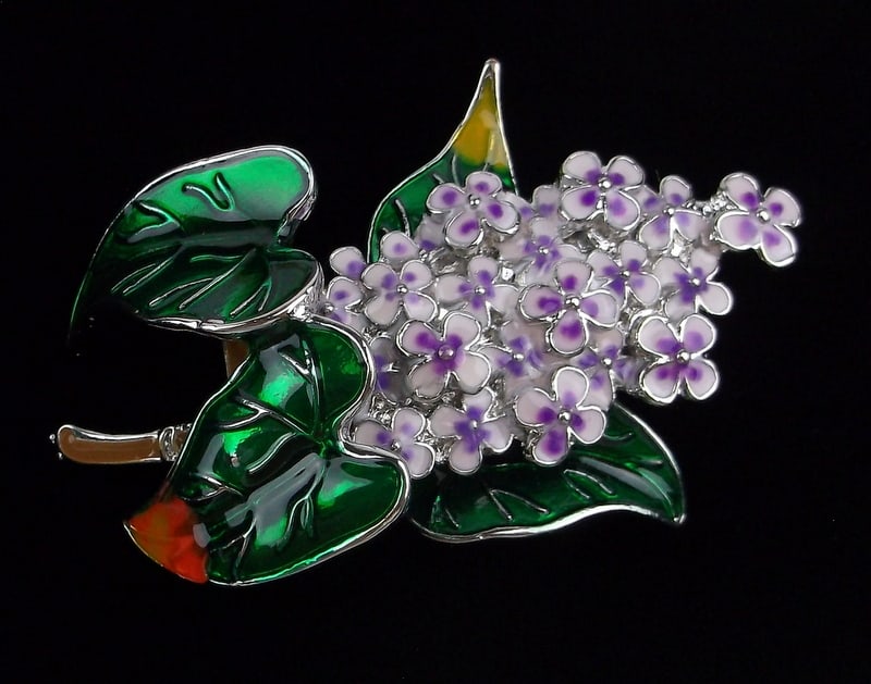 Mint Enameled Flower Brooch (1 of 2)