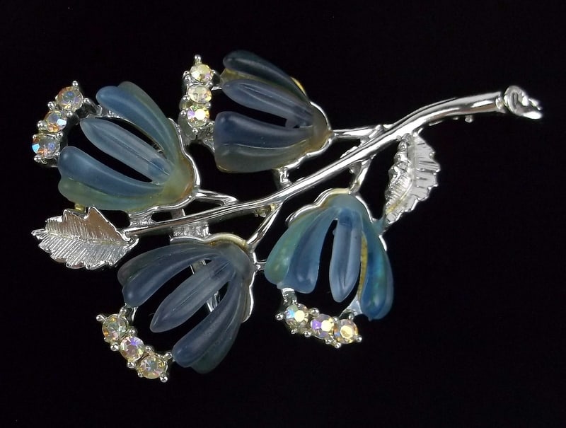 Mint Vintage 1950s Rhinestone Lucite Brooch Big (1 of 4)