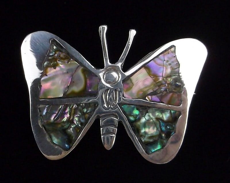 Mint 1960s Taxco Sterling Silver Abalone Butterfly Brooch (1 of 2)