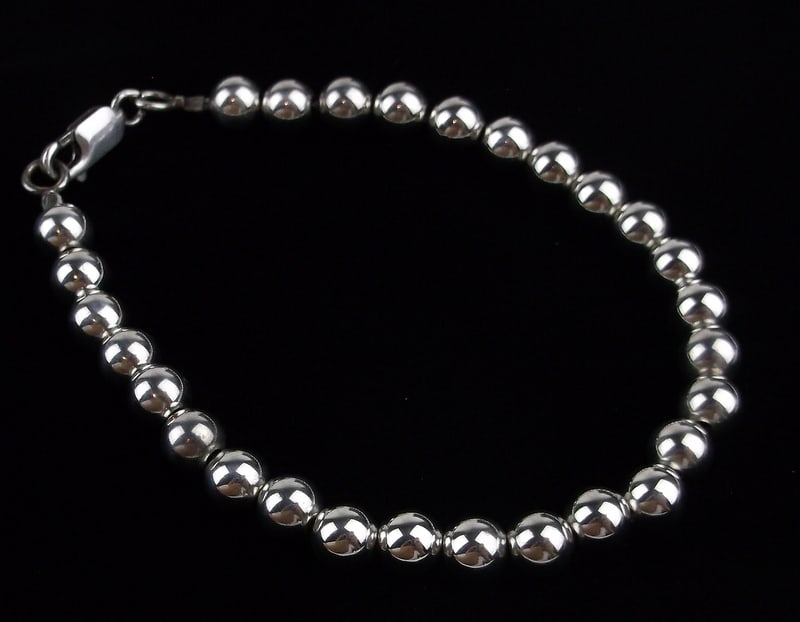 Mint Vintage Sterling Silver Ball Bracelet 7.5" (1 of 2)
