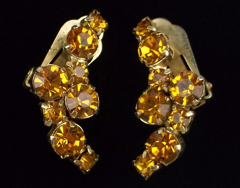 Mint Vintage 1950s Kramer NY Rhinestone Earrings: Mint Condition, In Like New Condition, Perfect