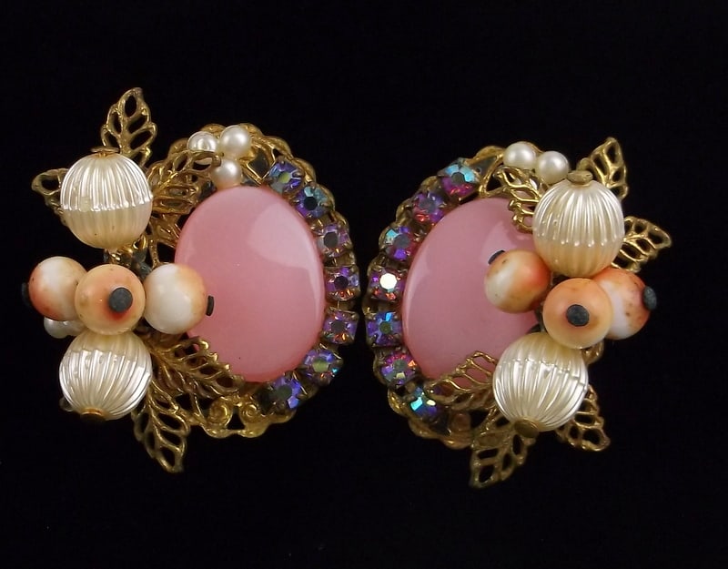 Mint Vintage 1940s Rhinestone Earrings Miriam Haskell? (1 of 3)