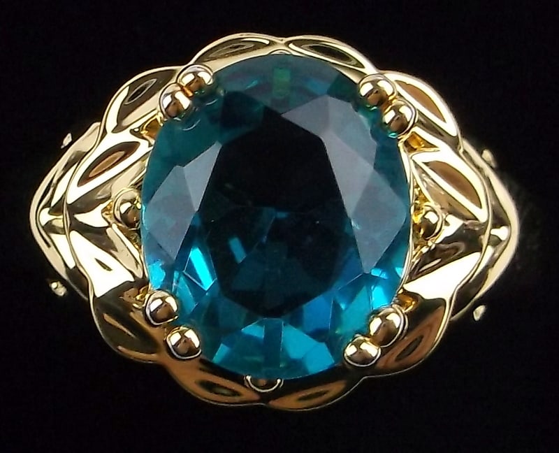 New Designer Gold Over Sterling Silver Blue Stone Ring 10 (1 of 3)