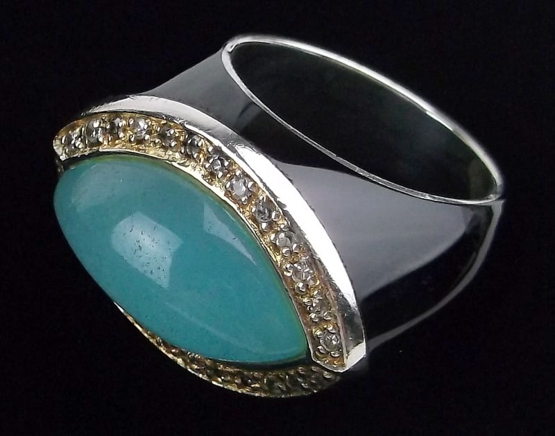 New Designer Sterling Silver Onyx Chalcedony Ring 6 (1 of 5)