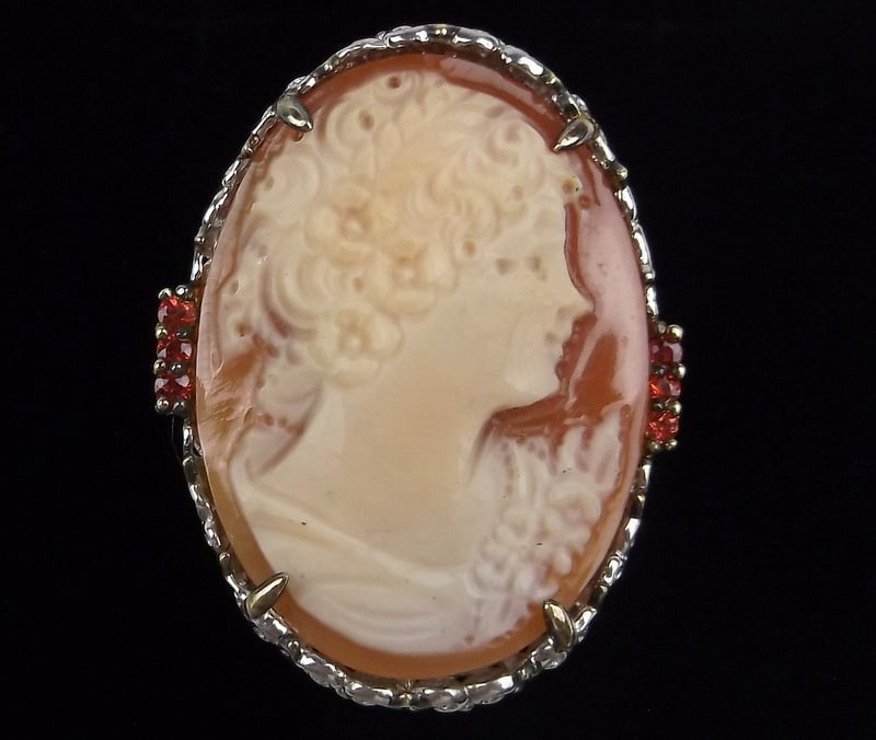 New Boxed Michael Valitutti Sterling 14kt Shell Cameo Ring 7 (1 of 5)
