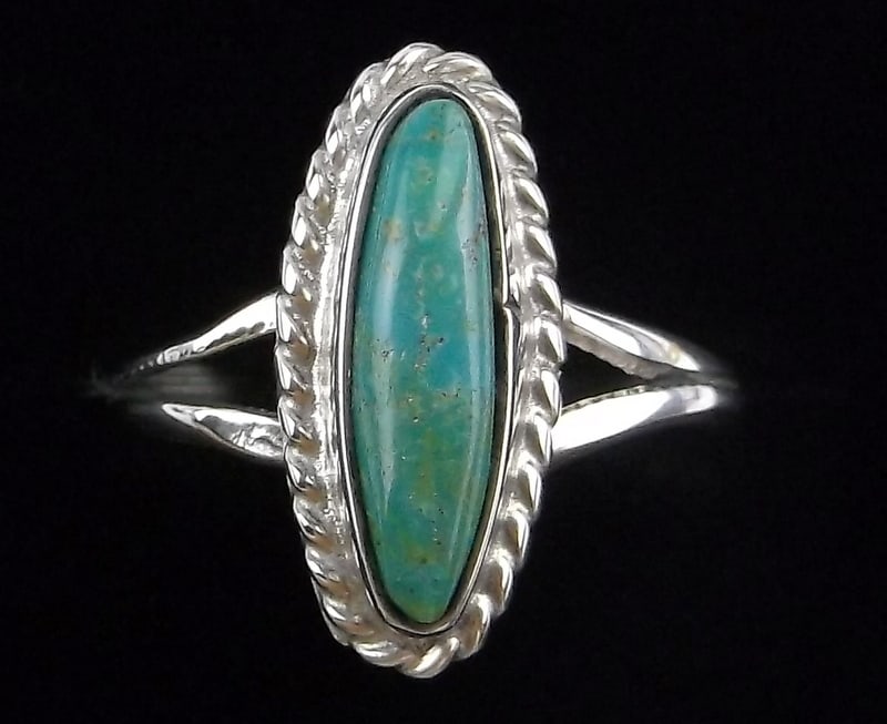 Mint 1960s Navajo Sterling Silver Turquoise Ring 5 (1 of 3)