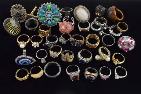 Large Mixed Ring Lot Some Sterling Ruby Sapphire More: you get all pictured, nice mixed lot