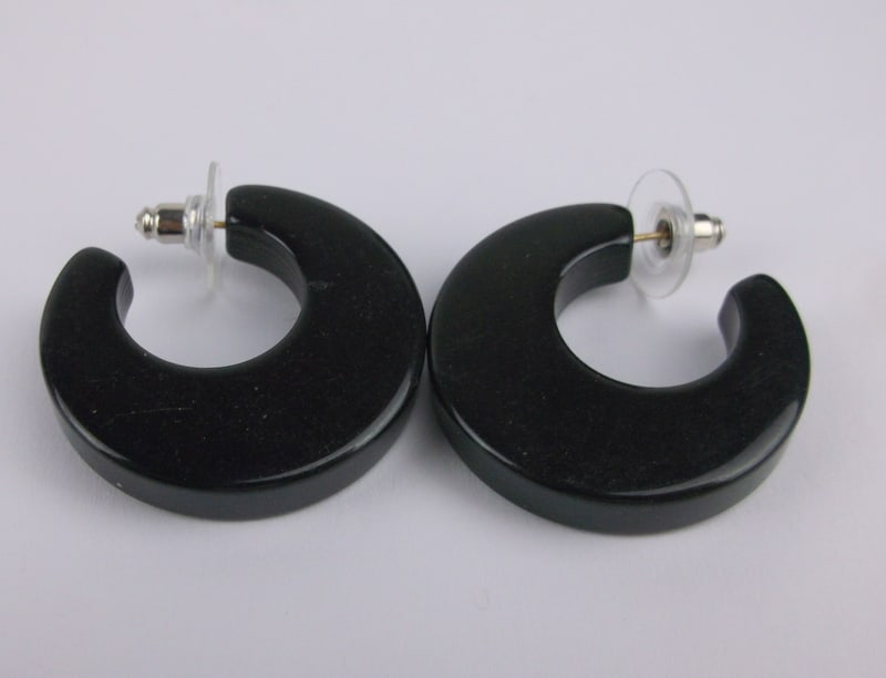 Stunning Vint 1950s Bakelite Moon Earrings: excellent condition