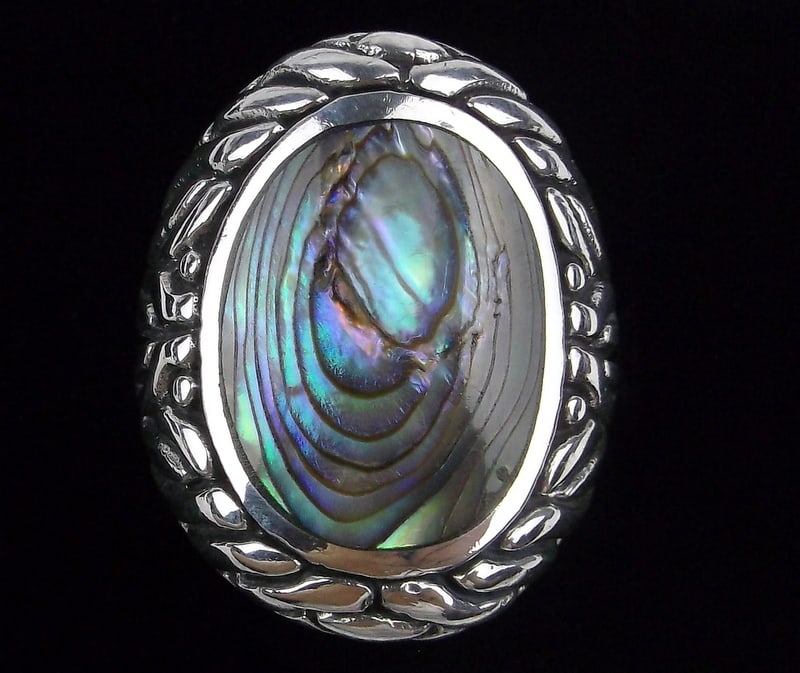 Big Mint Boxed Designer Sterling Silver Abalone Ring 9 (1 of 4)